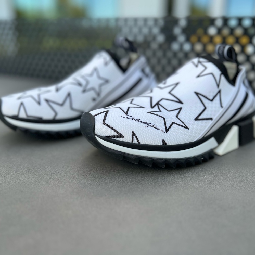 Dolce & Gabbana Mixed Star Print Stretch Mesh Sorrento Sneakers size 36.5